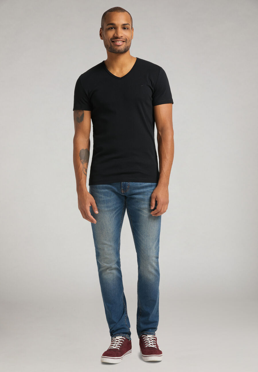 MUSTANG Aaron V Basic MĘSKA KOSZULKA T-SHIRT SLIM Black 1008814 4142