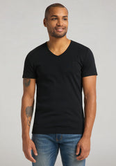 MUSTANG Aaron V Basic MĘSKA KOSZULKA T-SHIRT SLIM Black 1008814 4142