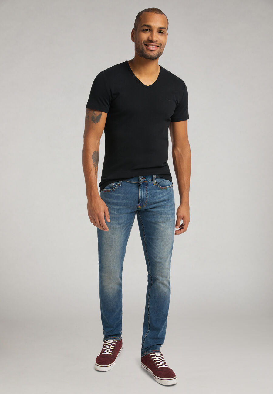 MUSTANG Aaron V Basic MĘSKA KOSZULKA T-SHIRT SLIM Black 1008814 4142