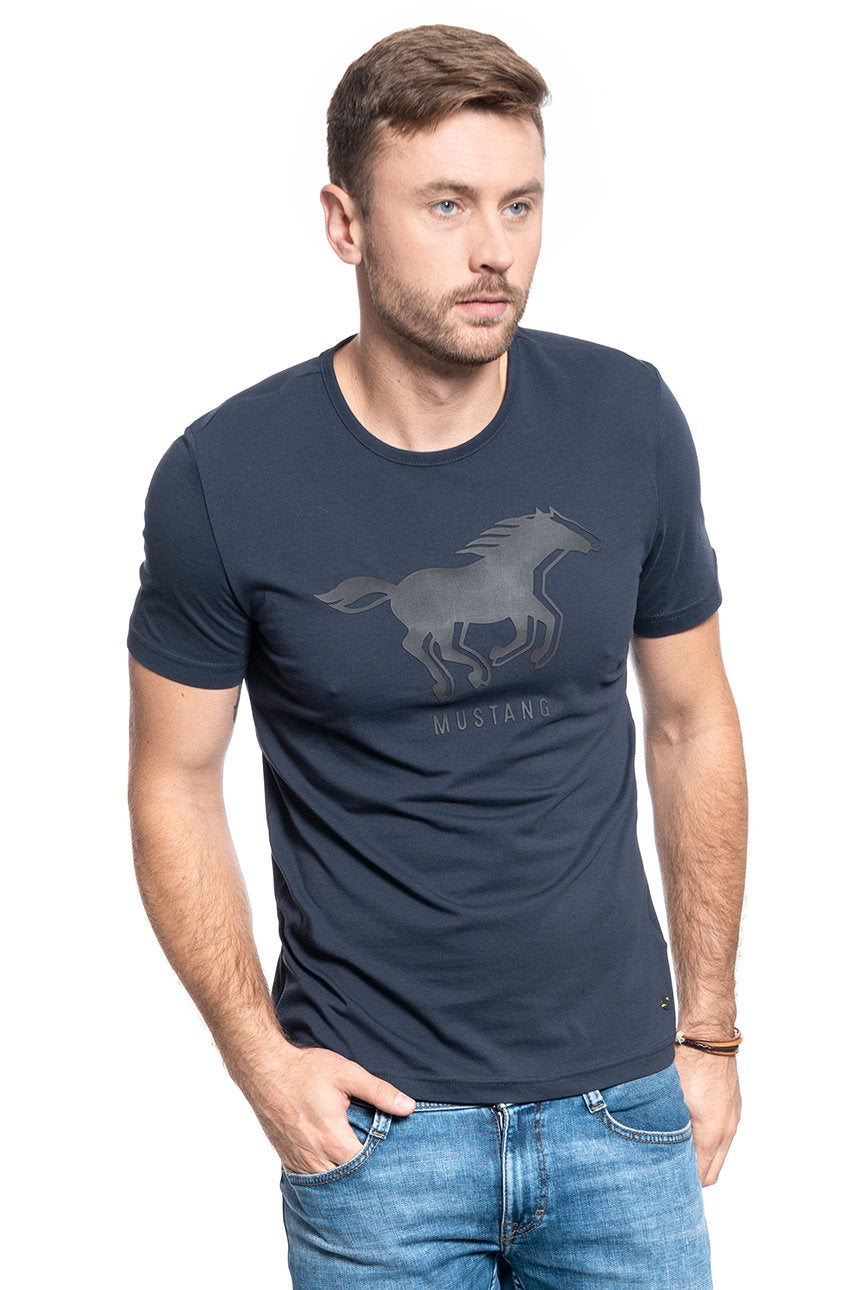 KOSZULKA MĘSKA MUSTANG PRINT TEE BLUE NIGHTS 1009022 4085