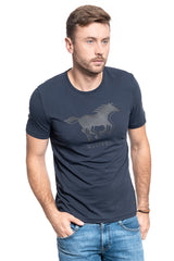 KOSZULKA MĘSKA MUSTANG PRINT TEE BLUE NIGHTS 1009022 4085