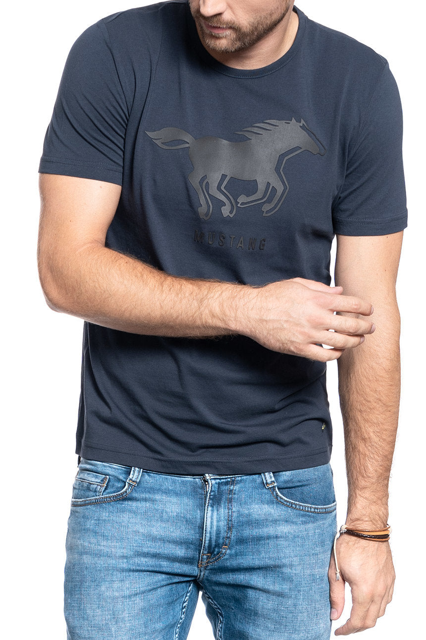 KOSZULKA MĘSKA MUSTANG PRINT TEE BLUE NIGHTS 1009022 4085