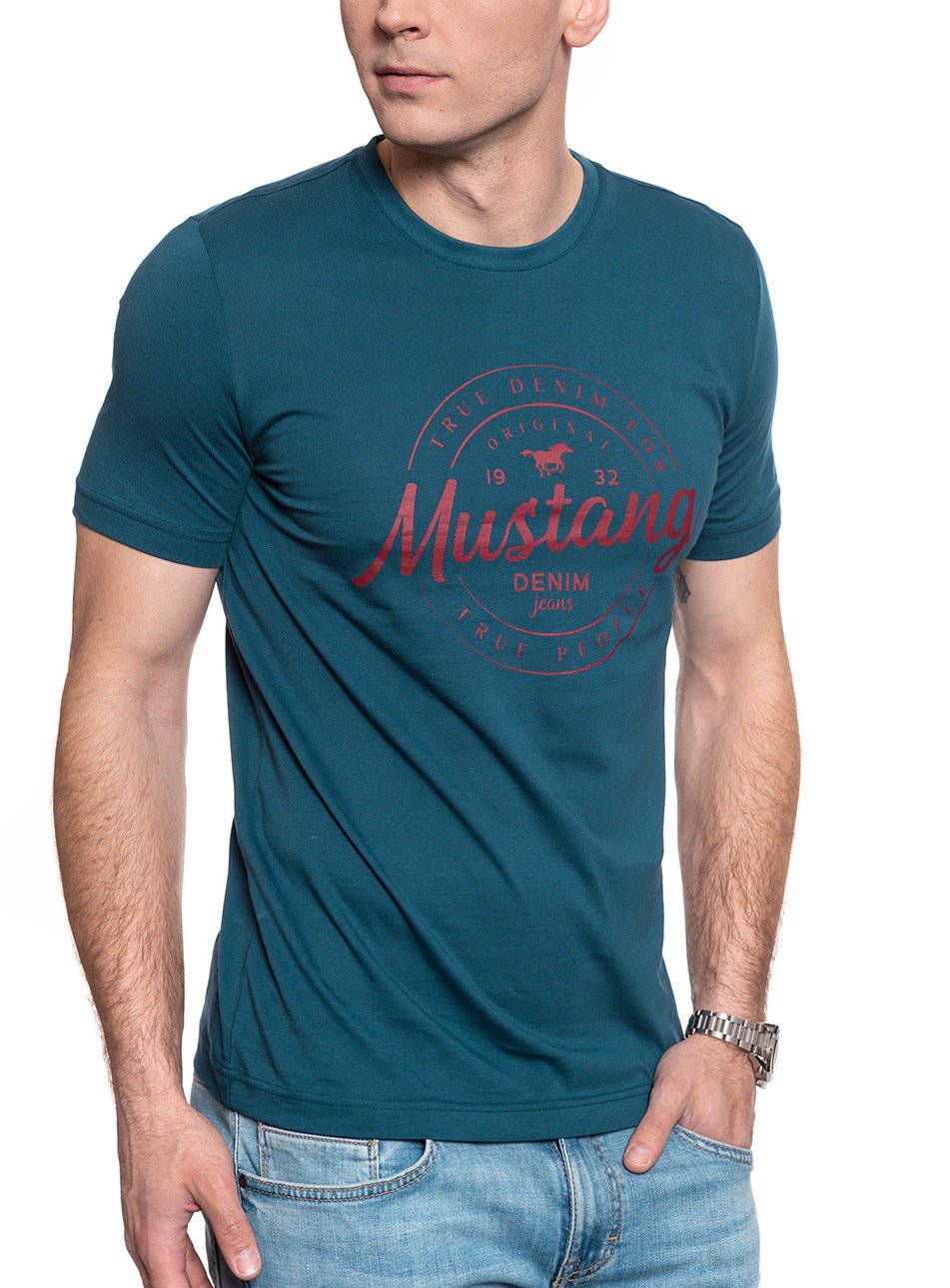 MUSTANG Alex LOGO Tee MAJOLICA BLUE 1009373 5243