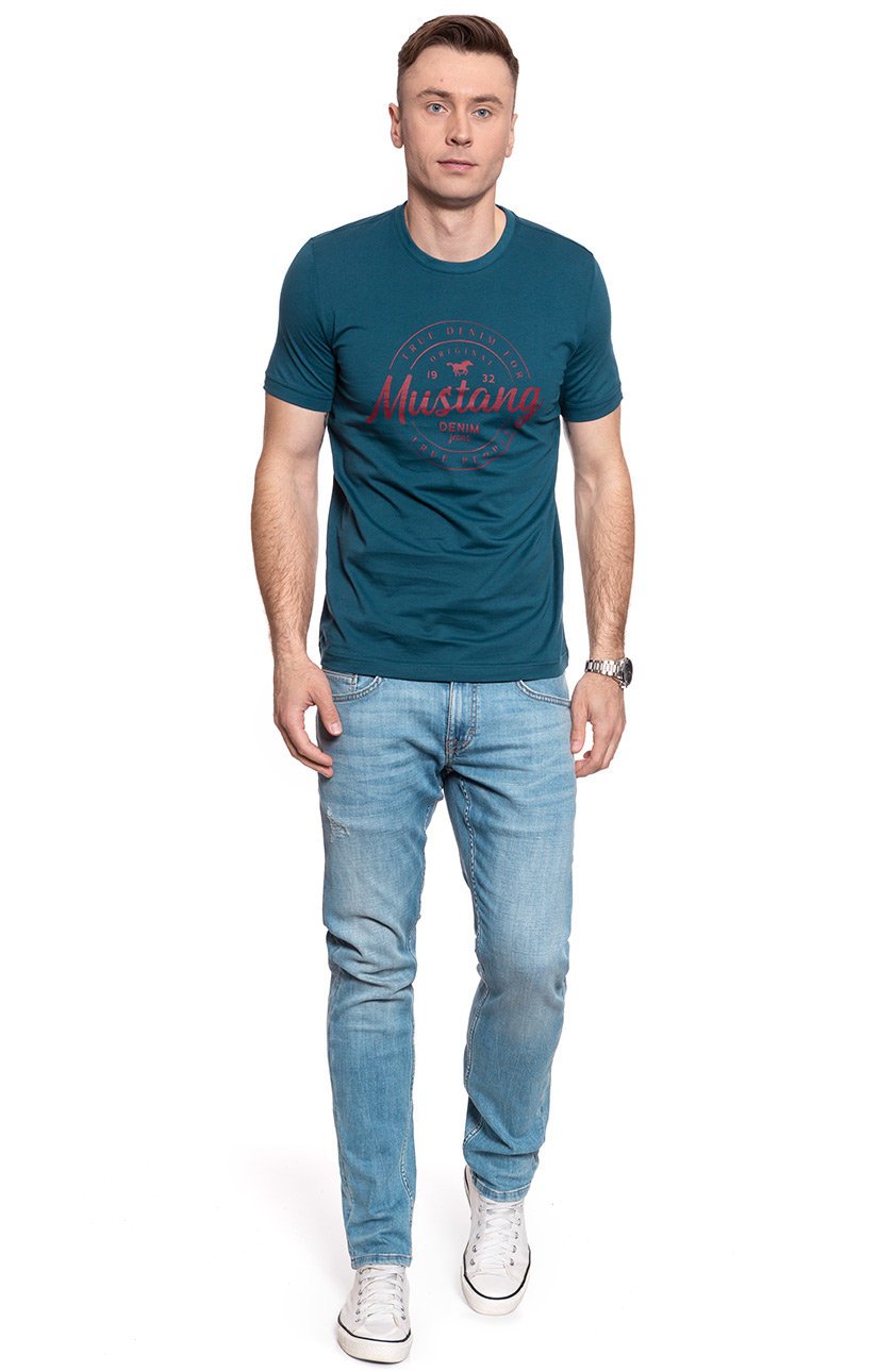 MUSTANG Alex LOGO Tee MAJOLICA BLUE 1009373 5243