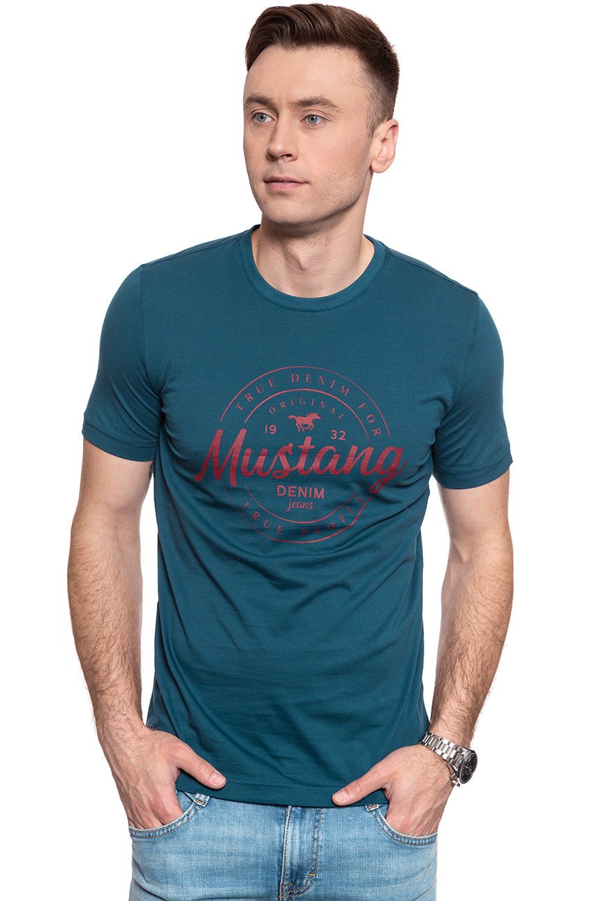 MUSTANG Alex LOGO Tee MAJOLICA BLUE 1009373 5243