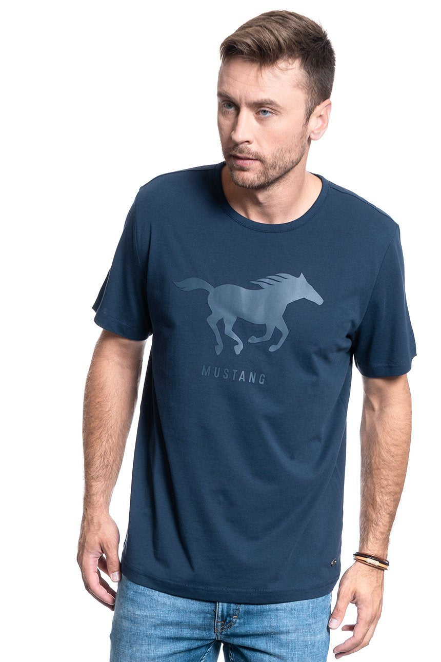 MĘSKI T-SHIRT MUSTANG PRINT TEE DRESS BLUES 1010222 5334