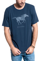 MĘSKI T-SHIRT MUSTANG PRINT TEE DRESS BLUES 1010222 5334