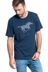 MĘSKI T-SHIRT MUSTANG PRINT TEE DRESS BLUES 1010222 5334