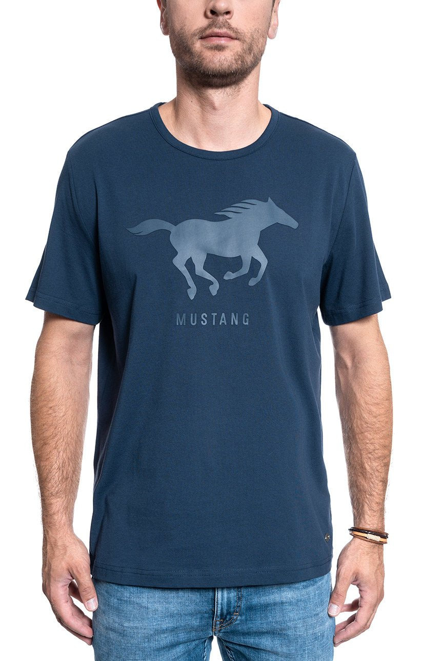 MĘSKI T-SHIRT MUSTANG PRINT TEE DRESS BLUES 1010222 5334