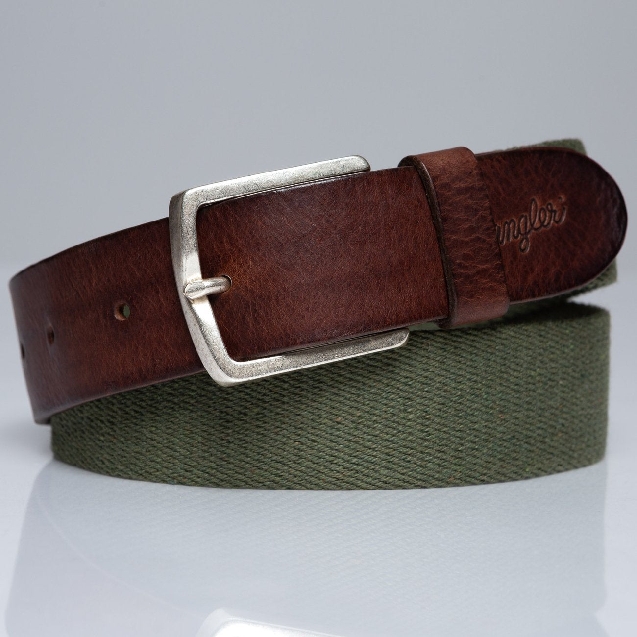 PASEK WRANGLER CANVAS BELT ARMY GREEN W0B3389V7