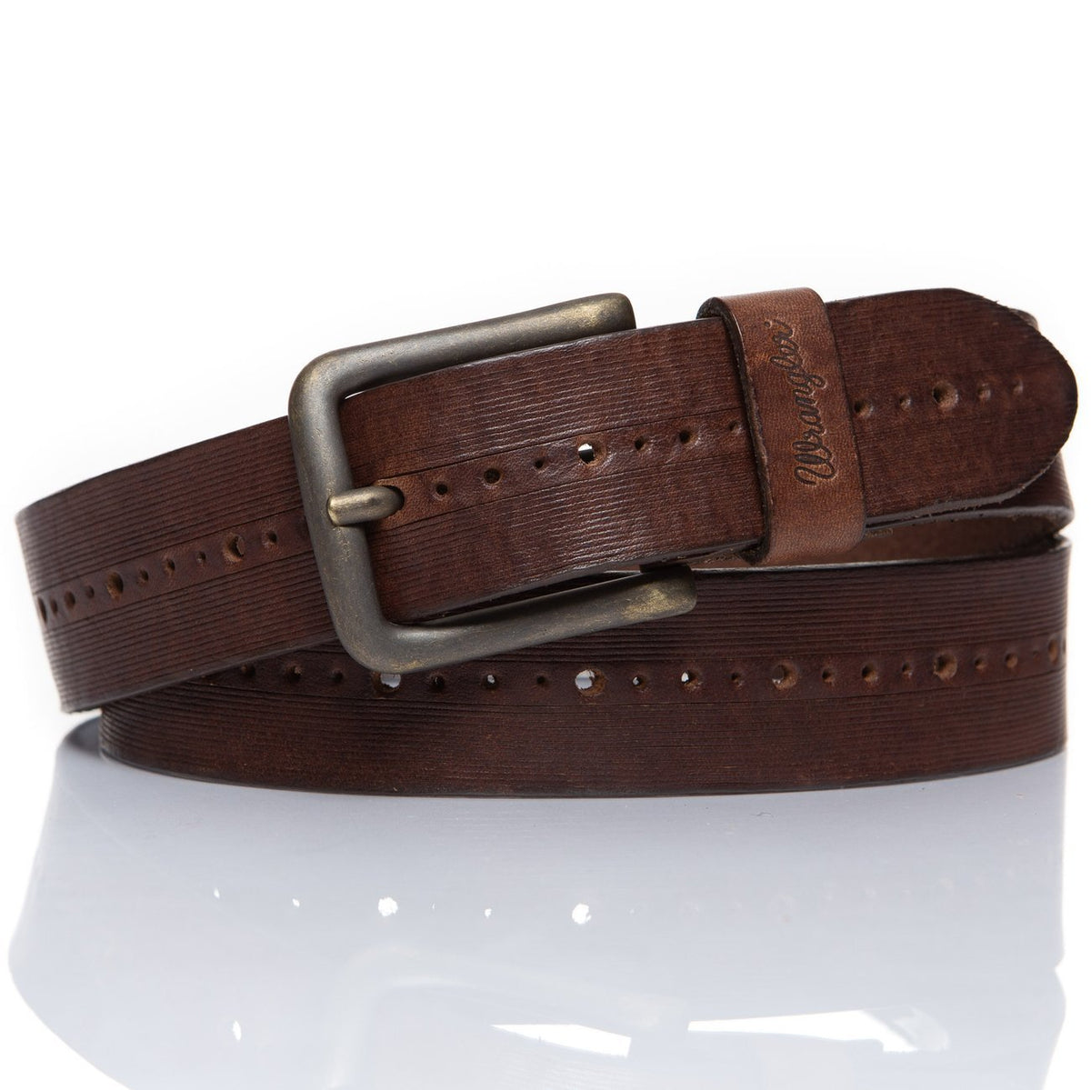 PASEK WRANGLER PERFORATED BELT BROWN W0B5U1X85