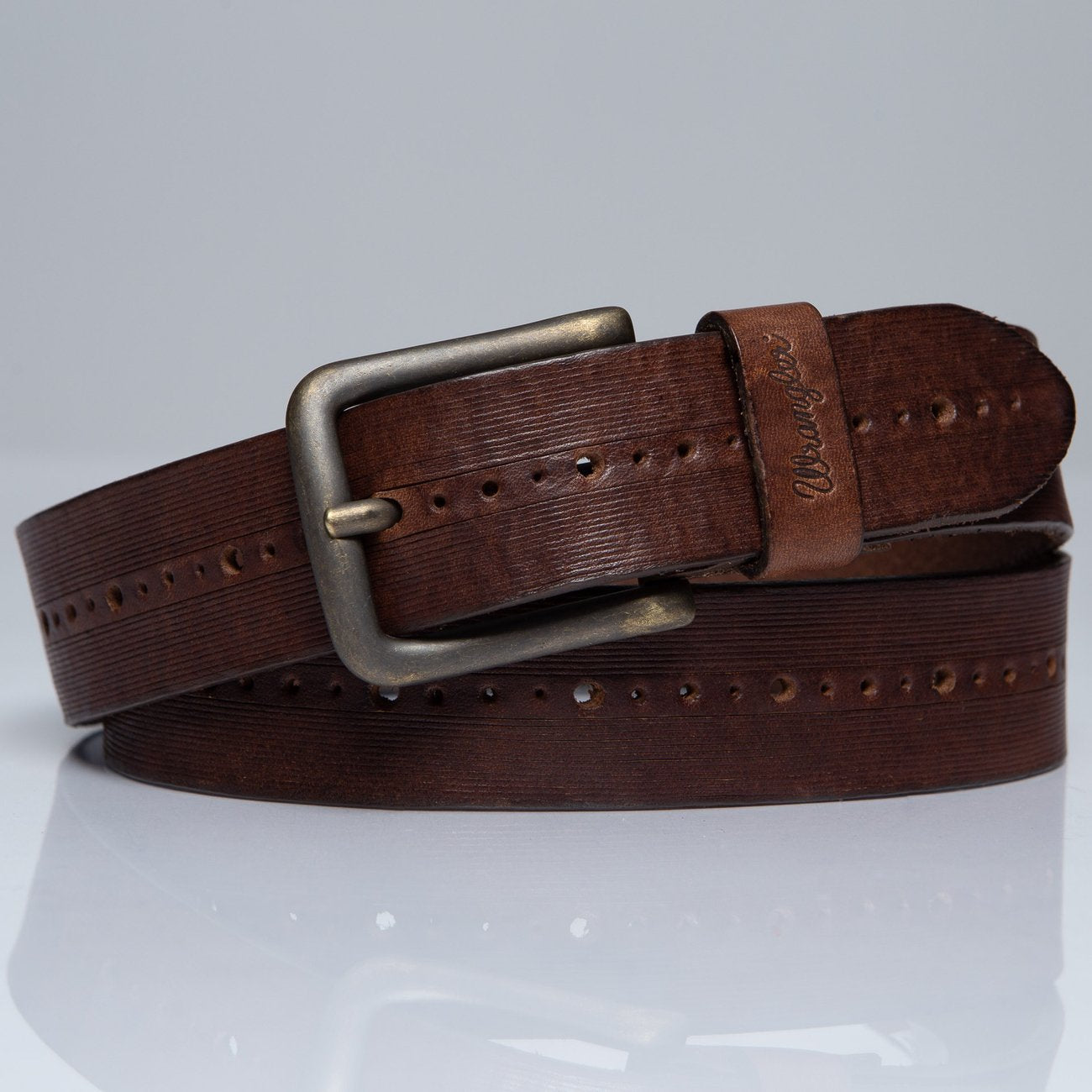 PASEK WRANGLER PERFORATED BELT BROWN W0B5U1X85