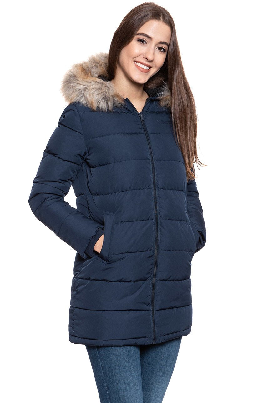 DAMSKA KURTKA ZIMOWA WRANGLER LONG PUFFER NAVY W4N2VJ114