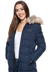 DAMSKA KURTKA ZIMOWA WRANGLER LONG PUFFER NAVY W4N2VJ114