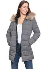 DAMSKA KURTKA ZIMOWA WRANGLER LONG PUFFER MID GREY MEL W4N2YUX37