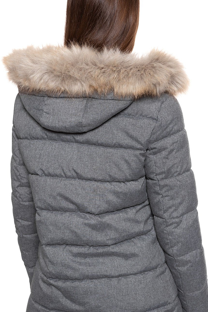 DAMSKA KURTKA ZIMOWA WRANGLER LONG PUFFER MID GREY MEL W4N2YUX37