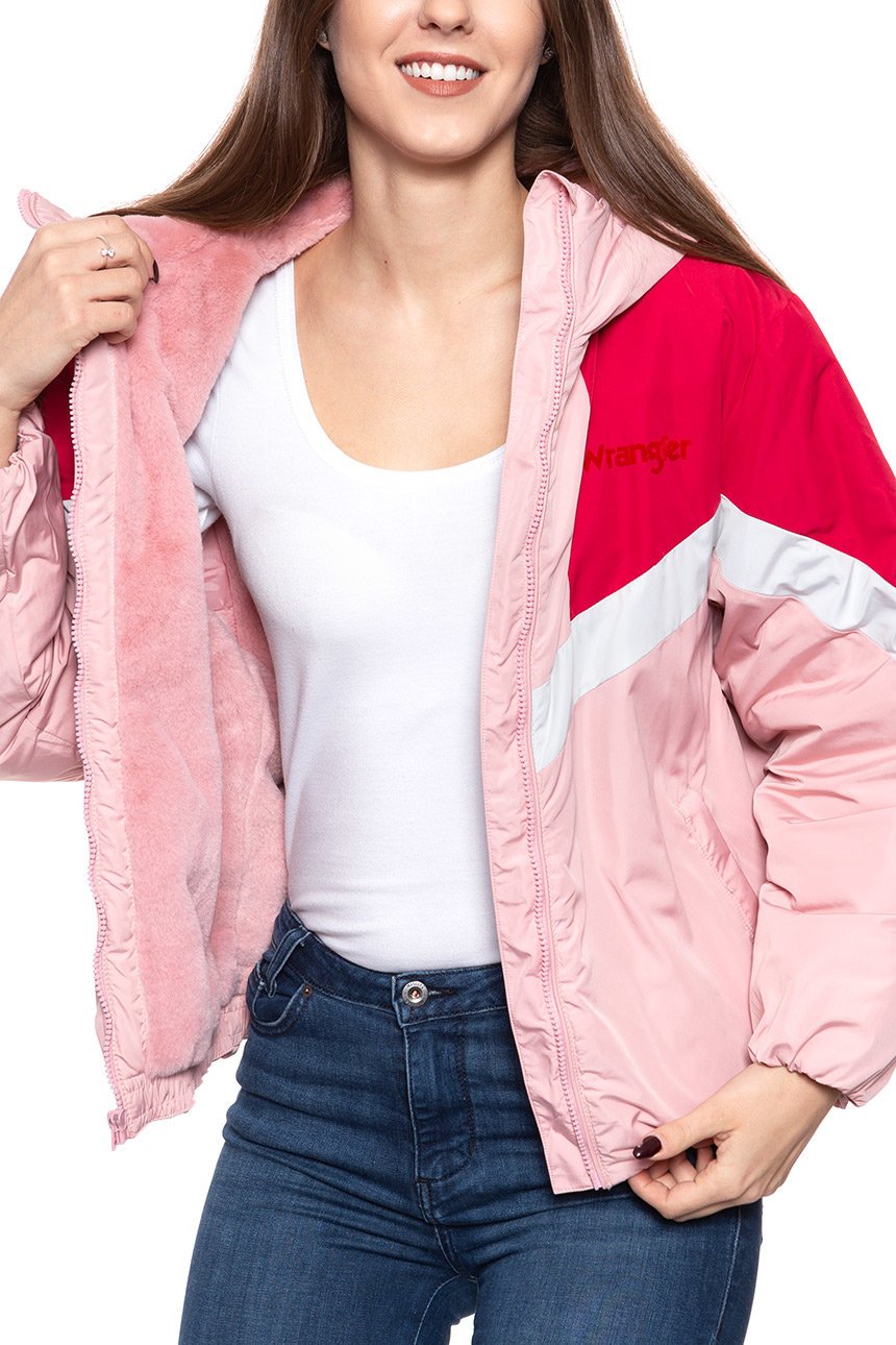 DAMSKA KURTKA WRANGLER COLOUR BLOCK JACKET BRIDAL ROSE W4N9WBP01