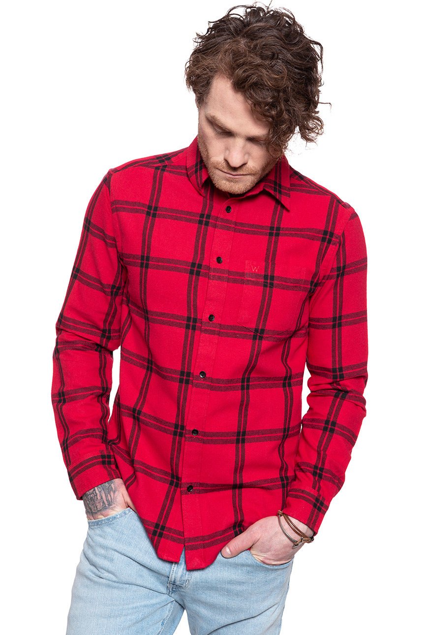 MĘSKA KOSZULA WRANGLER LS 1PKT SHIRT CRIMSON RED W5A1T2X51