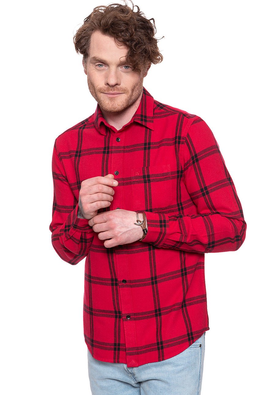 MĘSKA KOSZULA WRANGLER LS 1PKT SHIRT CRIMSON RED W5A1T2X51