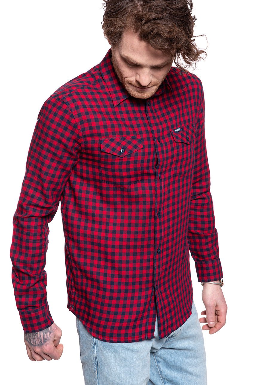 MĘSKA KOSZULA WRANGLER LS 2PKT FLAP SHIRT RED W5A5ORX47