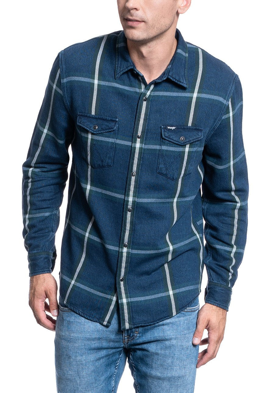 KOSZULA MĘSKA WRANGLER LS WESTERN SHIRT PINE W5A7MTG01