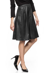 SPÓDNICA JEANSOWA TOM TAILOR LEATHER OPTIC MIDI SKIRT BLACK