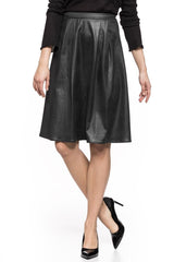 SPÓDNICA JEANSOWA TOM TAILOR LEATHER OPTIC MIDI SKIRT BLACK