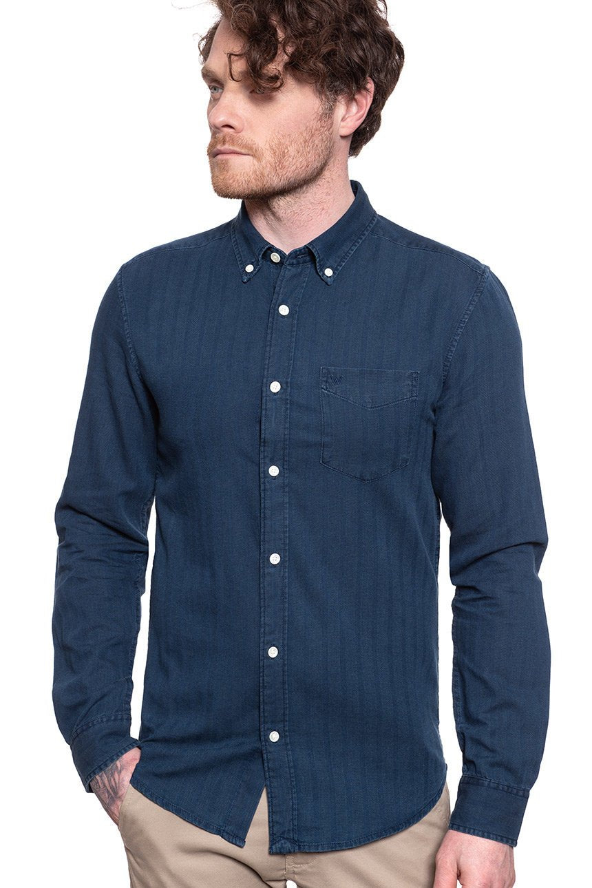 KOSZULA MĘSKA WRANGLER LS 1PKT BDOWN SHIRT INDIGO BLU W5F3B589X