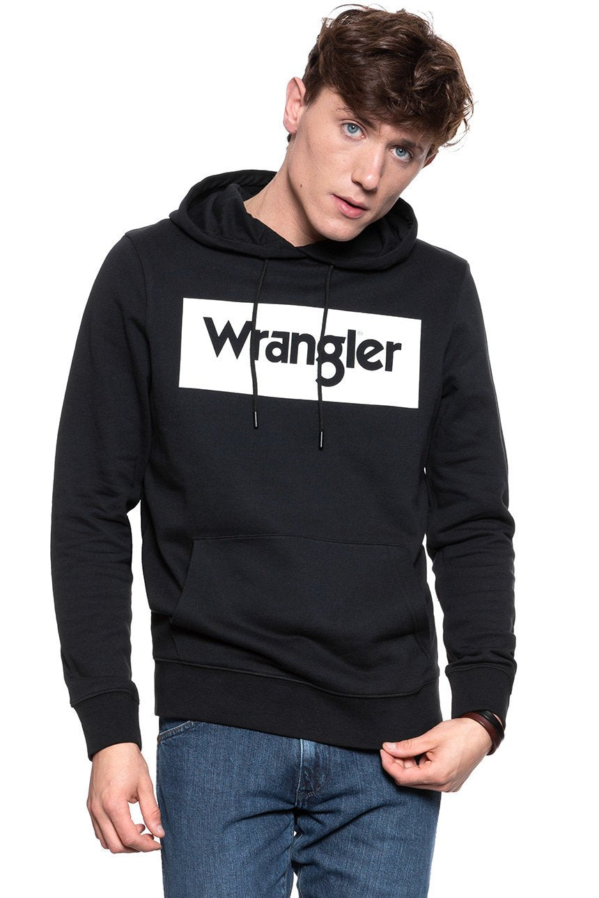 BLUZA WRANGLER LOGO HOODIE BLACK W641HY100