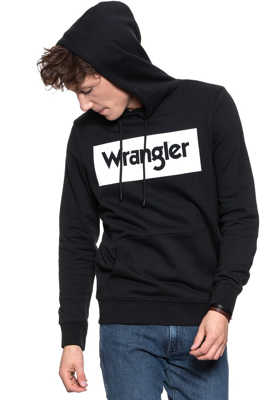 BLUZA WRANGLER LOGO HOODIE BLACK W641HY100