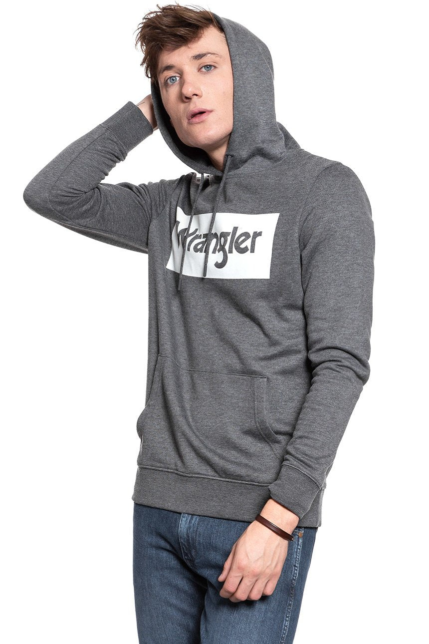 BLUZA WRANGLER LOGO HOODIE DARK GREY MEL W641HYX06