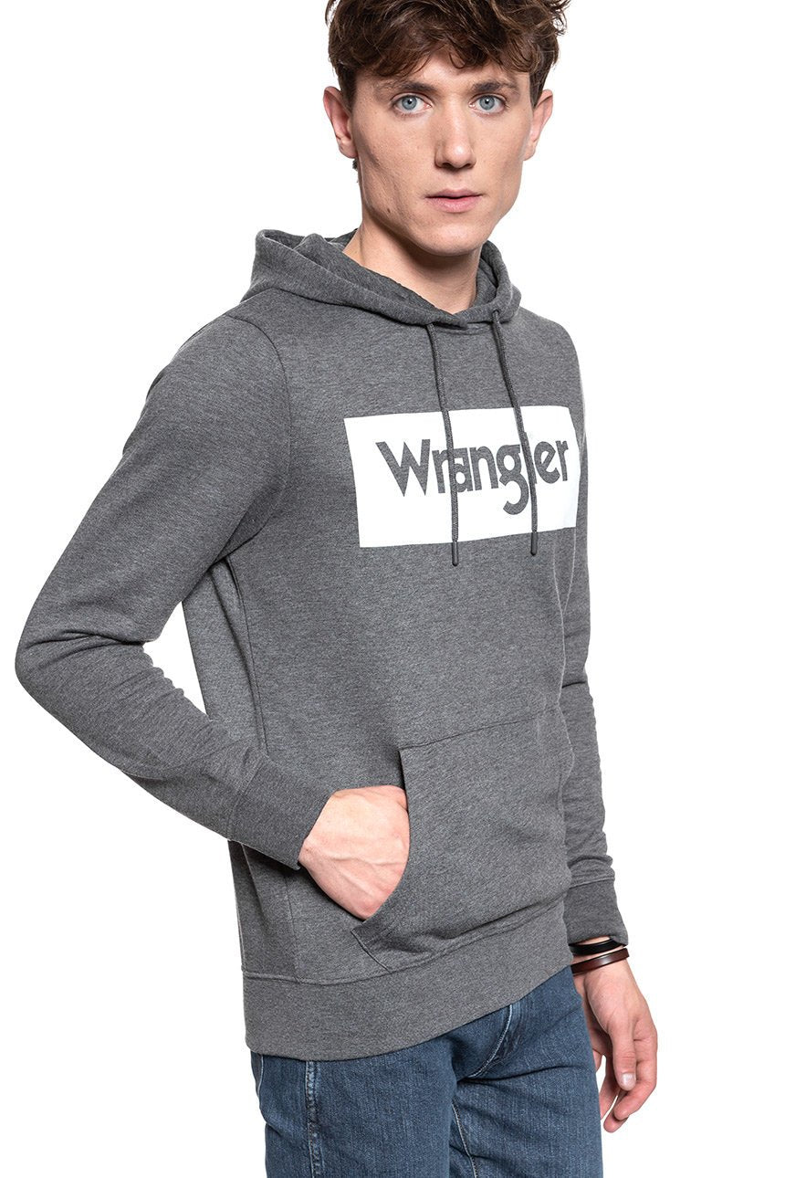 BLUZA WRANGLER LOGO HOODIE DARK GREY MEL W641HYX06