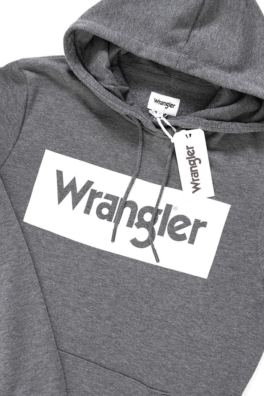 BLUZA WRANGLER LOGO HOODIE DARK GREY MEL W641HYX06