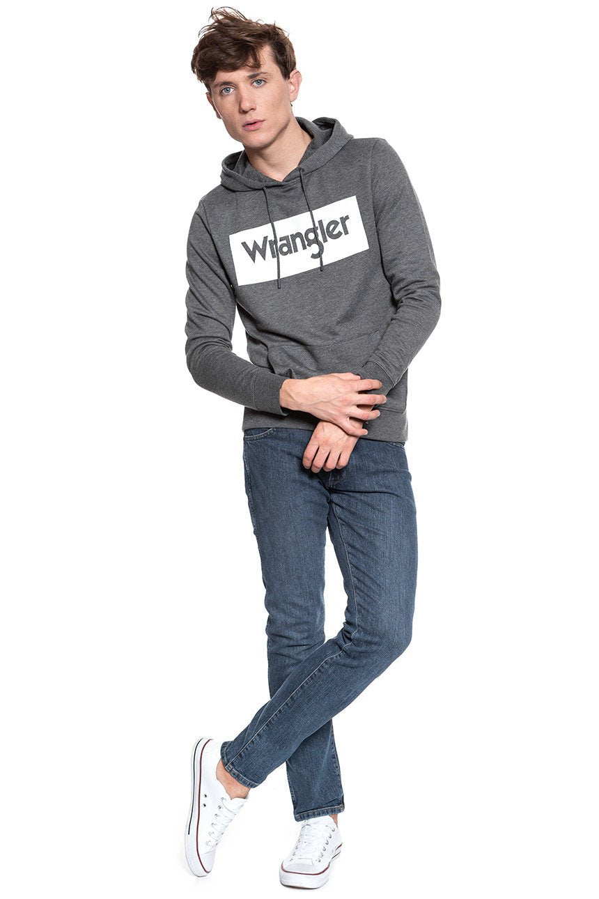 BLUZA WRANGLER LOGO HOODIE DARK GREY MEL W641HYX06