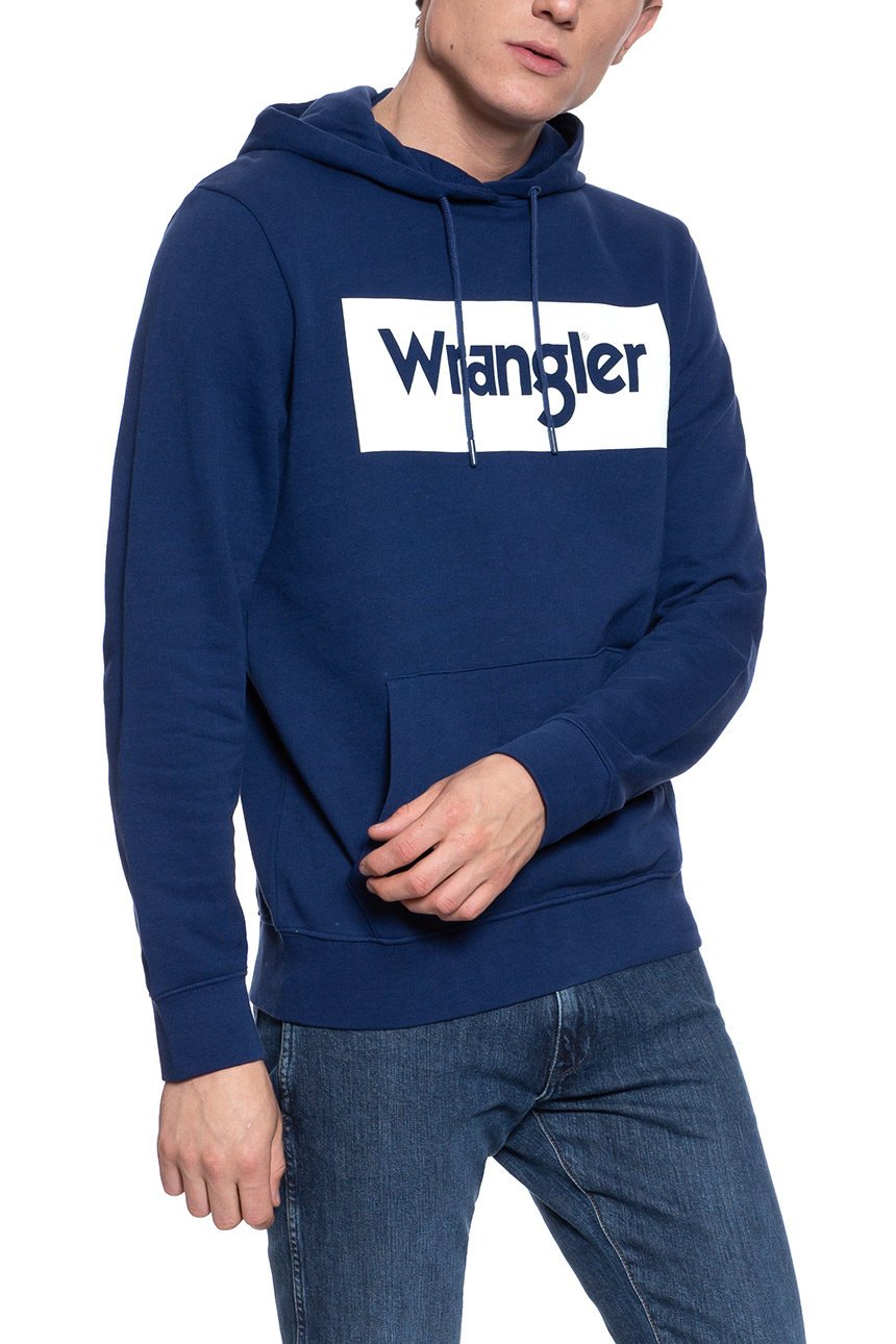 BLUZA WRANGLER LOGO HOODIE BLUE DEPTHS W641HYXJY