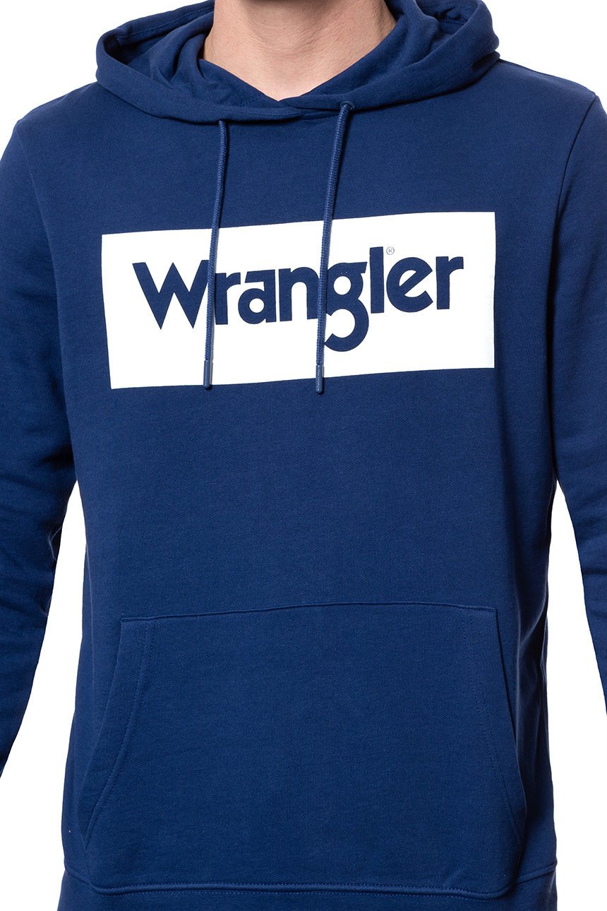 BLUZA WRANGLER LOGO HOODIE BLUE DEPTHS W641HYXJY