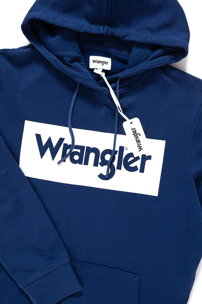 BLUZA WRANGLER LOGO HOODIE BLUE DEPTHS W641HYXJY