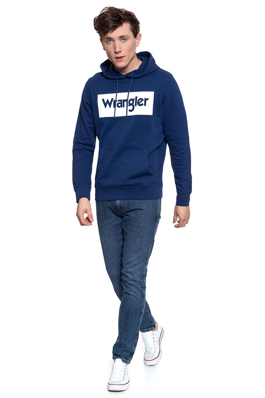 BLUZA WRANGLER LOGO HOODIE BLUE DEPTHS W641HYXJY