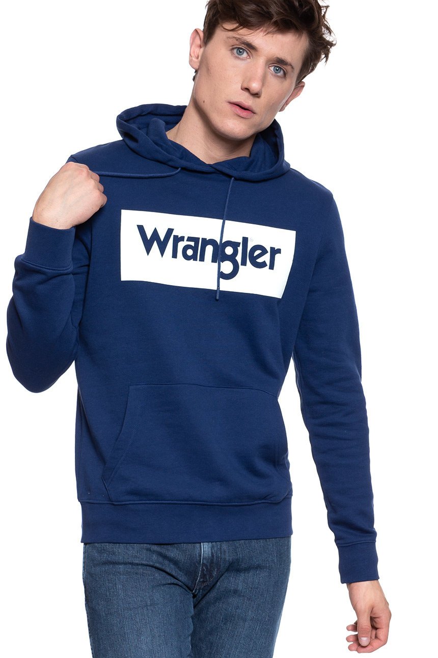 BLUZA WRANGLER LOGO HOODIE BLUE DEPTHS W641HYXJY