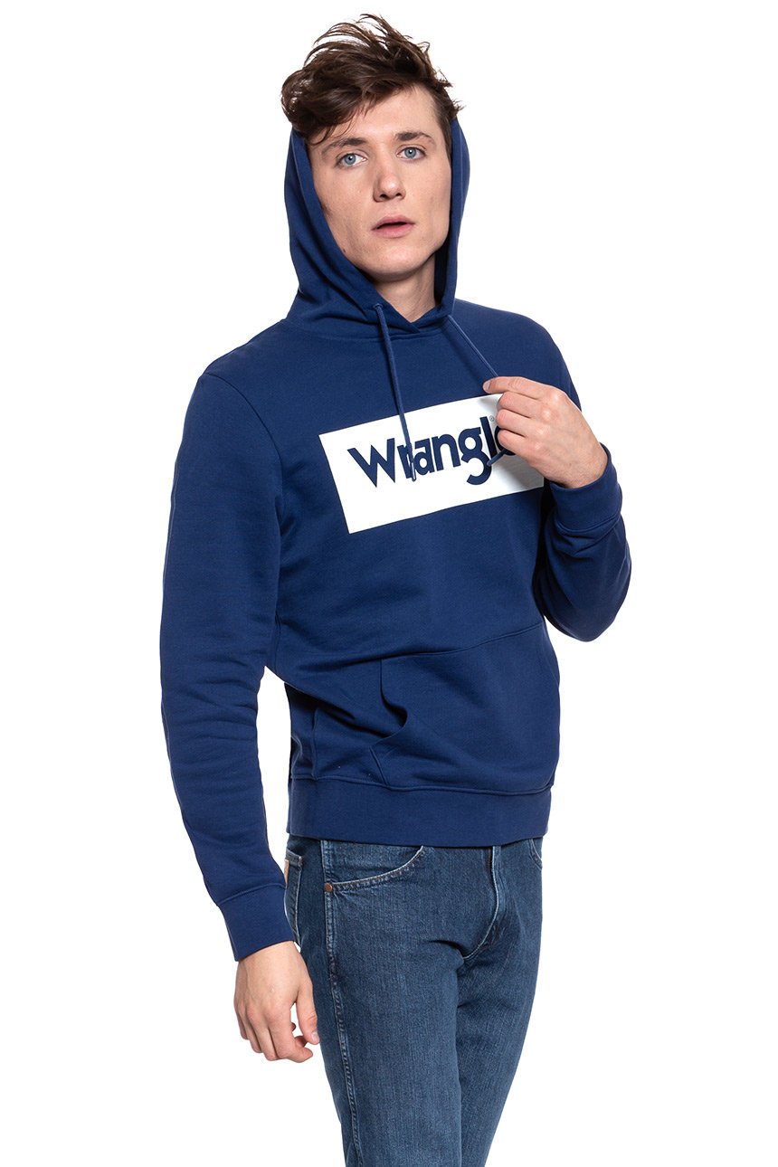 BLUZA WRANGLER LOGO HOODIE BLUE DEPTHS W641HYXJY