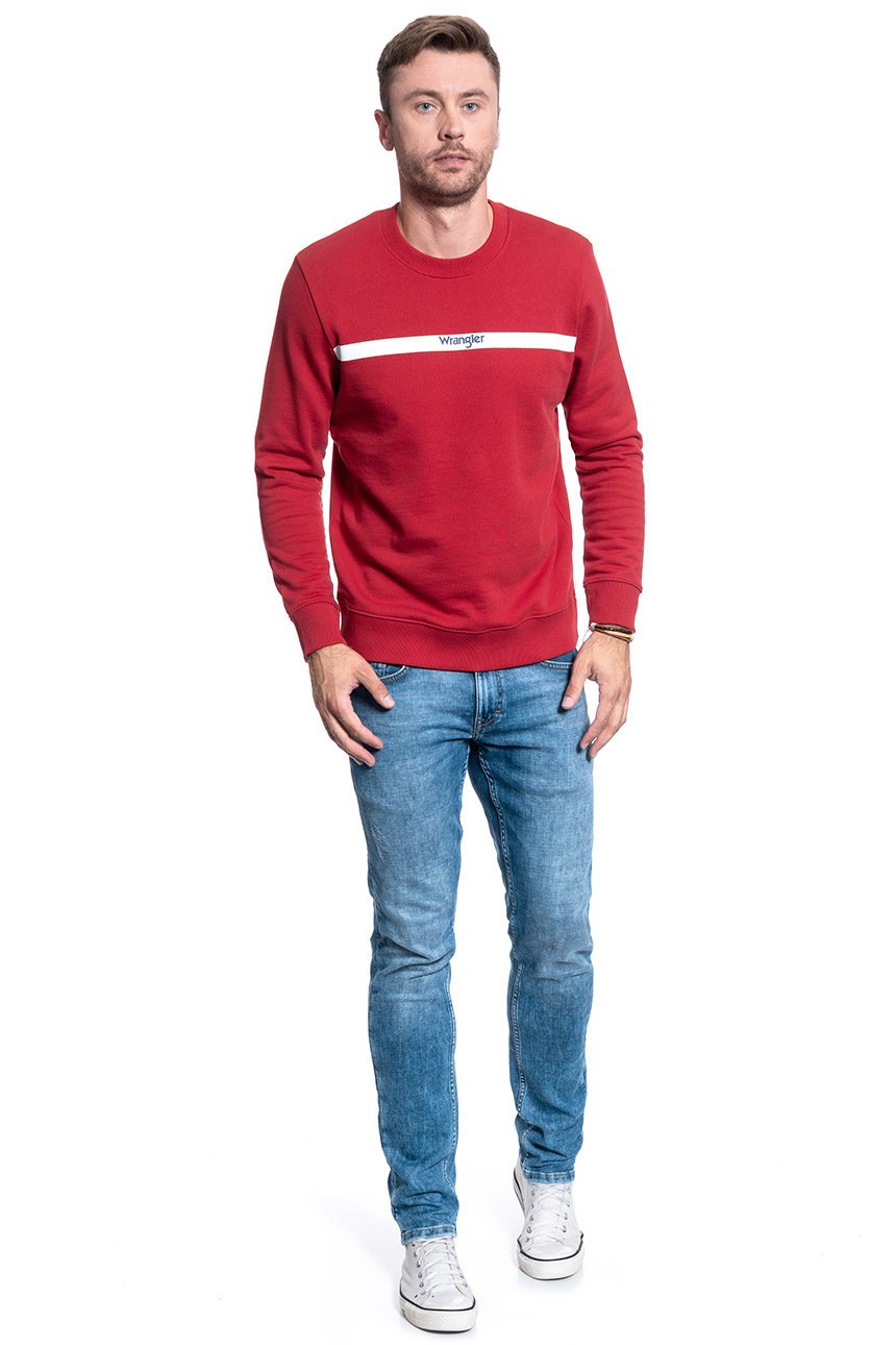 BLUZA MĘSKA WRANGLER STRIPE LOGO SWEAT RED W6A5HYX47