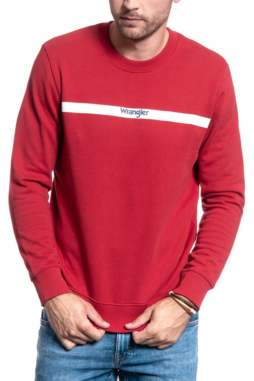 BLUZA MĘSKA WRANGLER STRIPE LOGO SWEAT RED W6A5HYX47