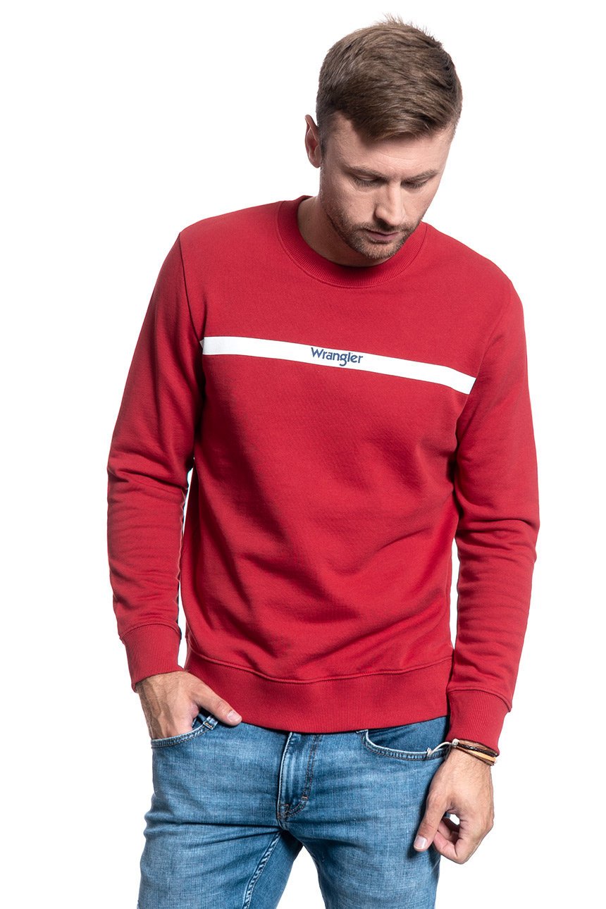 BLUZA MĘSKA WRANGLER STRIPE LOGO SWEAT RED W6A5HYX47