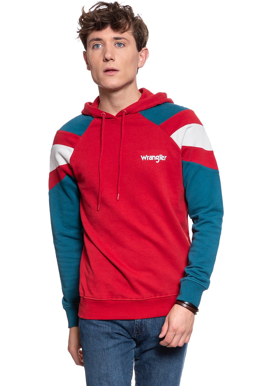 BLUZA WRANGLER CUT&SEW HOODIE RED W6A7JFX47