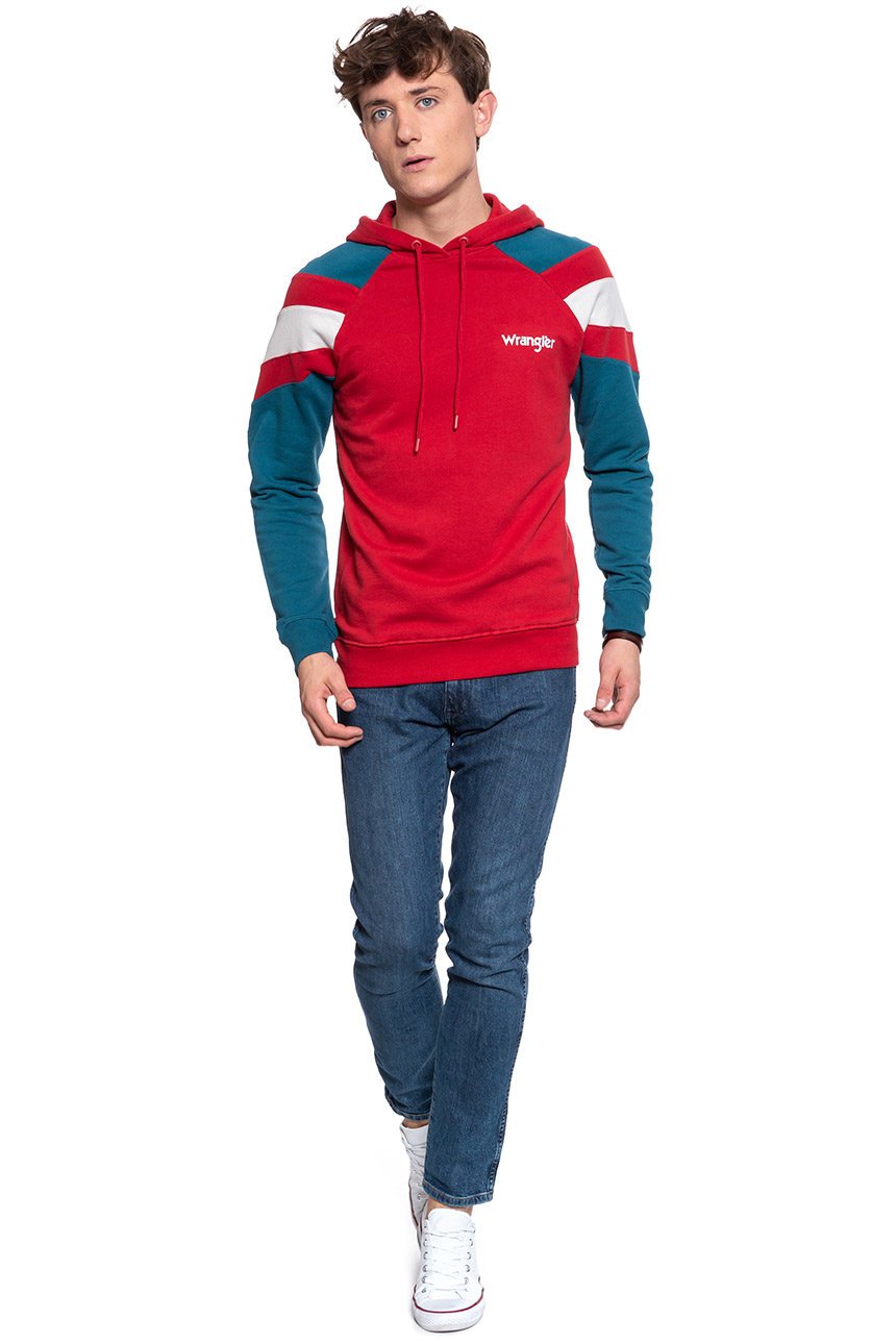 BLUZA WRANGLER CUT&SEW HOODIE RED W6A7JFX47