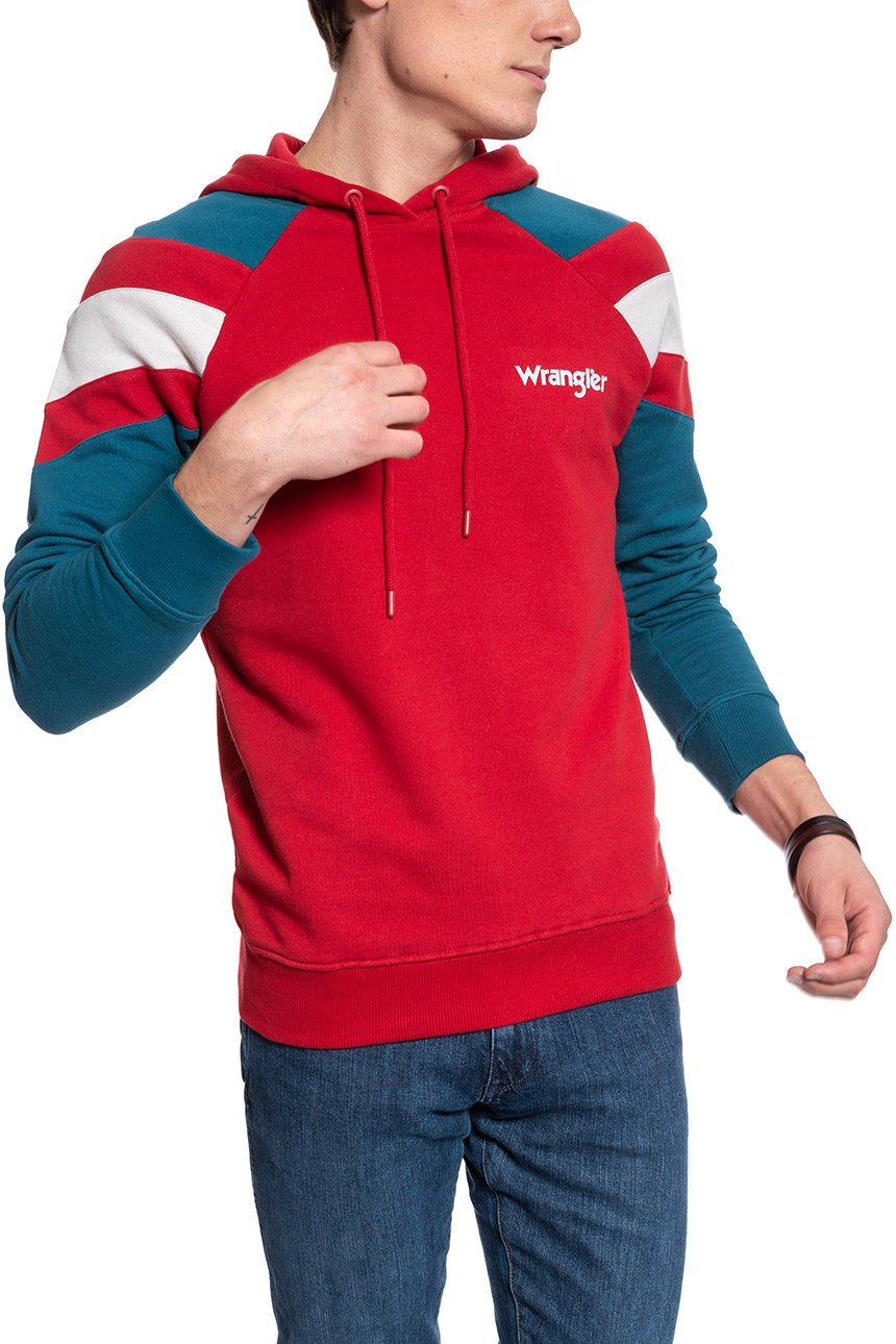 BLUZA WRANGLER CUT&SEW HOODIE RED W6A7JFX47