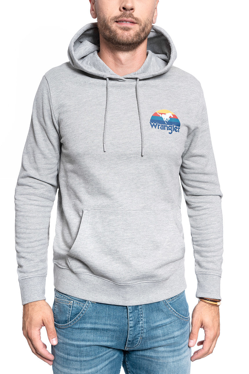 BLUZA WRANGLER SUNSET HOODIE MID GREY MEL W6A8HYX37