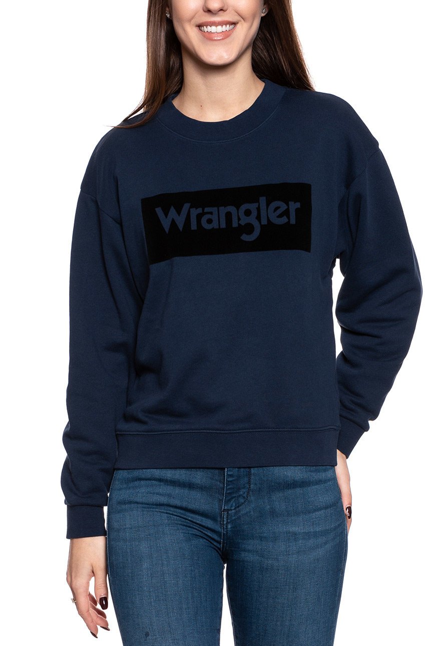 BLUZA WRANGLER HIGH RIB RETRO SWEAT NAVY W6N0HA114