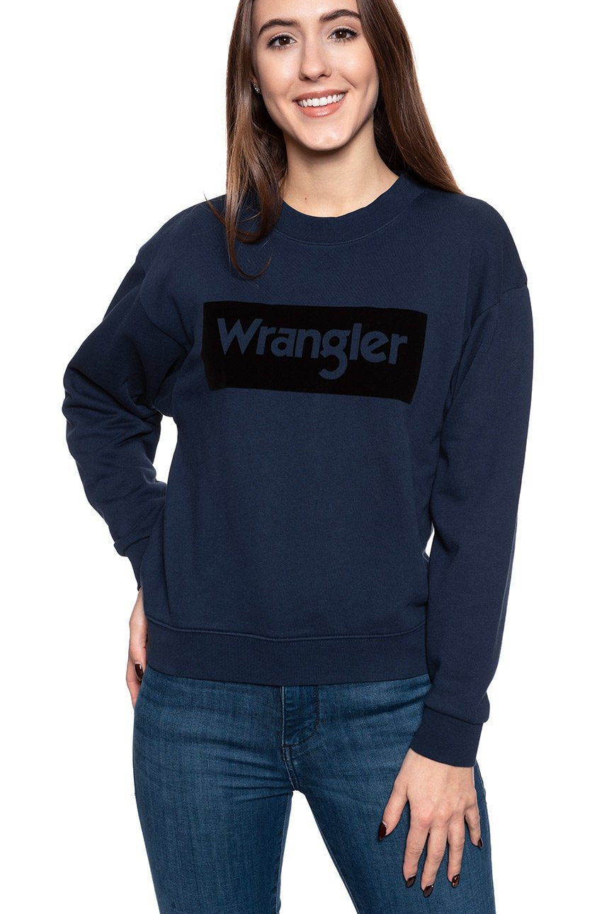 BLUZA WRANGLER HIGH RIB RETRO SWEAT NAVY W6N0HA114