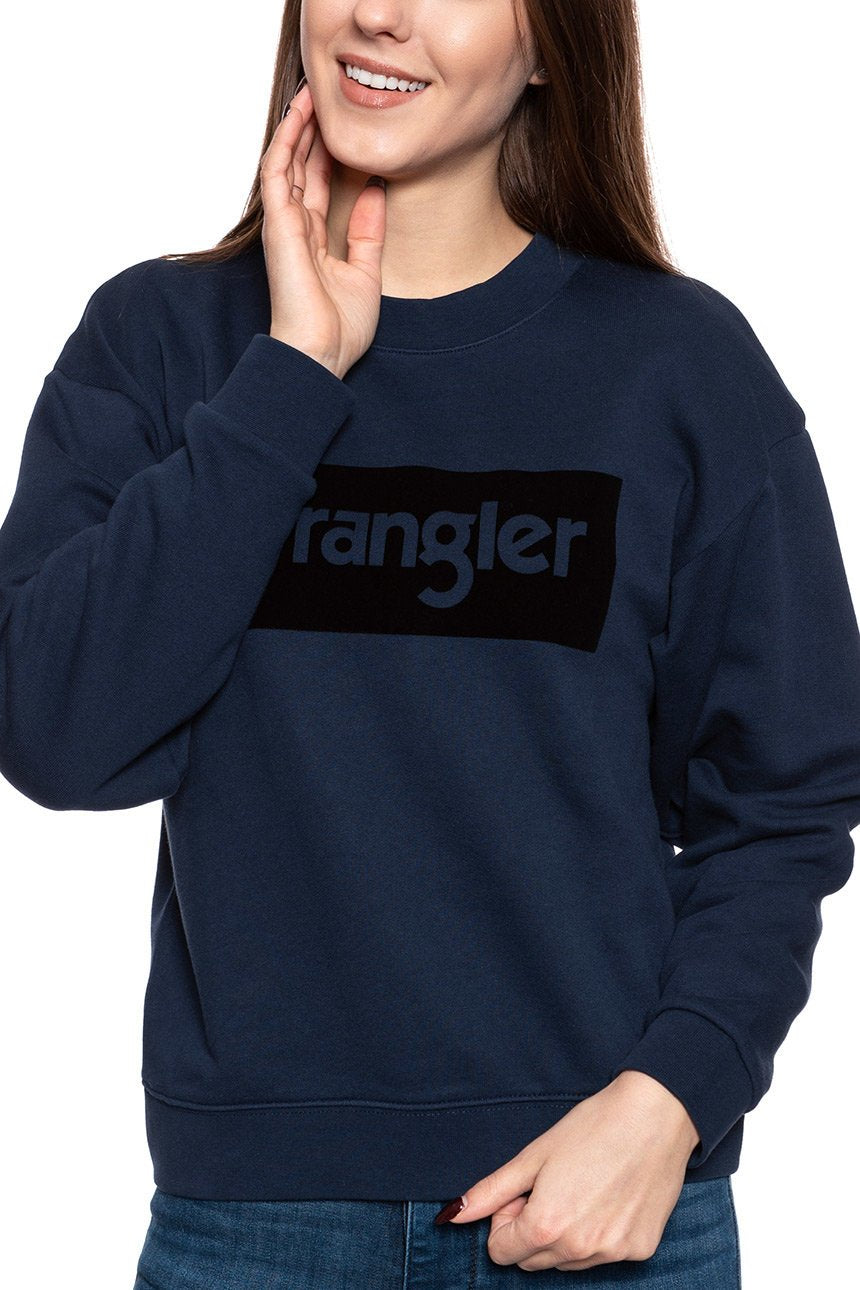 BLUZA WRANGLER HIGH RIB RETRO SWEAT NAVY W6N0HA114